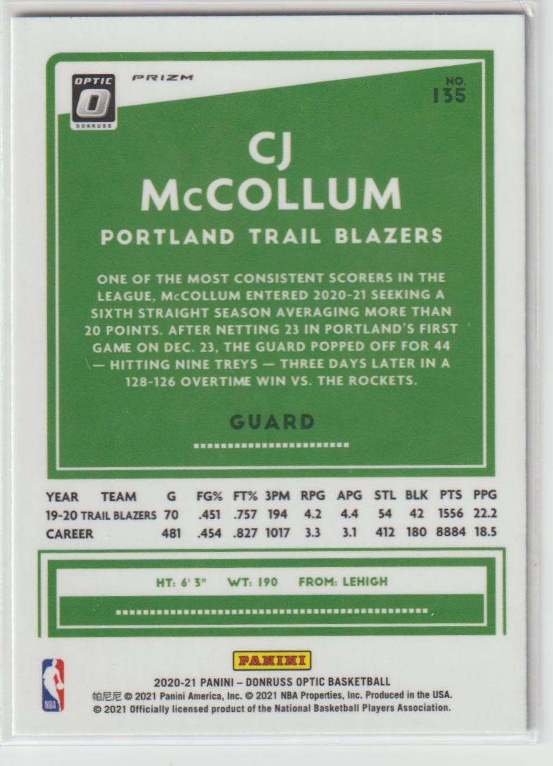 135 CJ McCollum - Portland Trail Blazers Purple