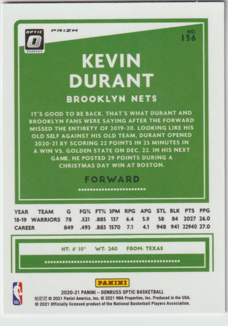 136 Kevin Durant - Brooklyn Nets Purple