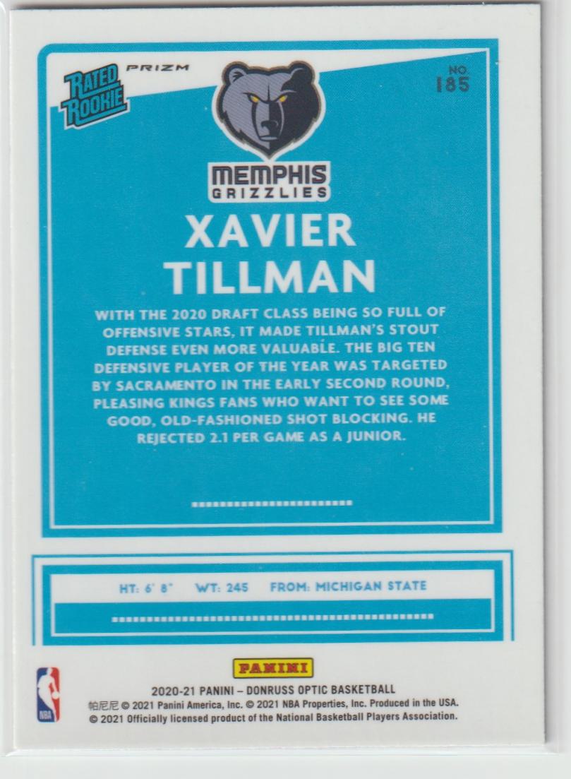 185 Xavier Tillman - Memphis Grizzlies Purple