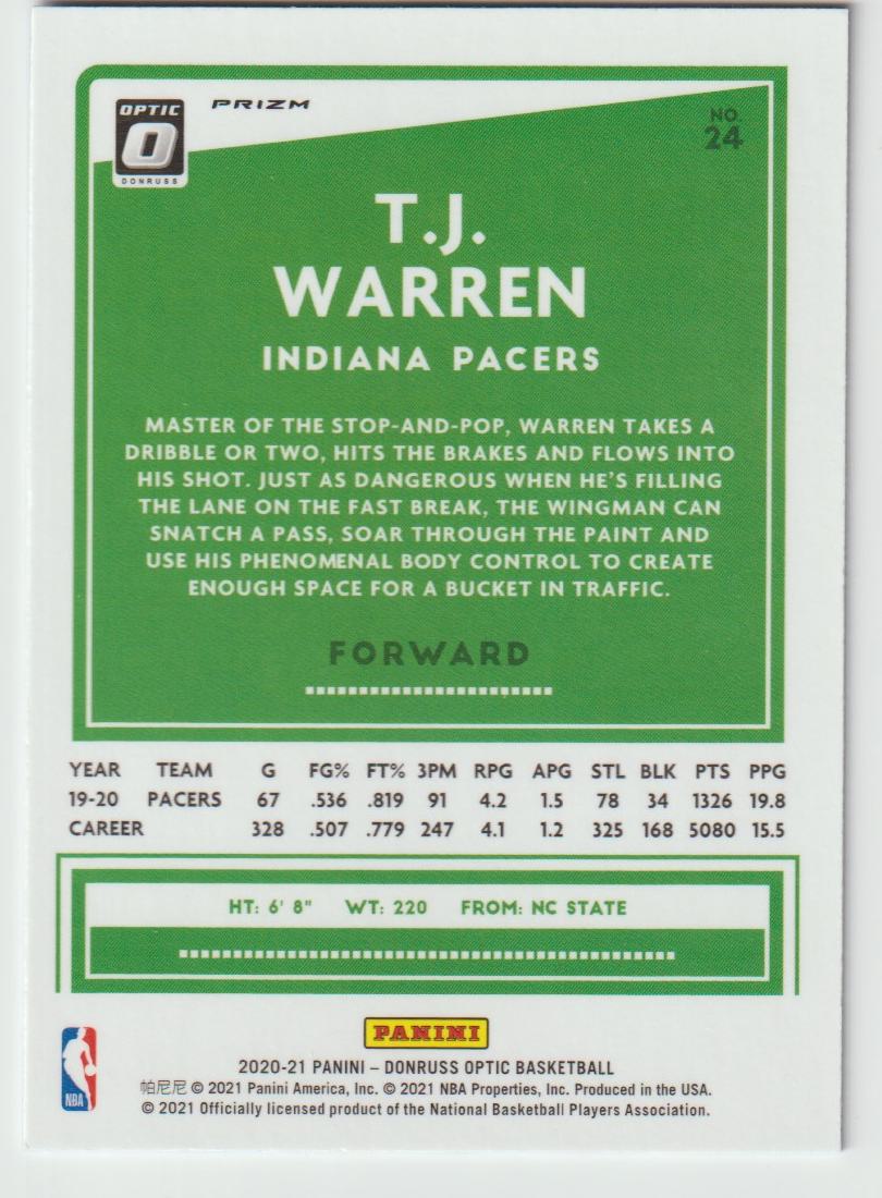 024 T.J. Warren - Indiana Pacers Blue Velocity