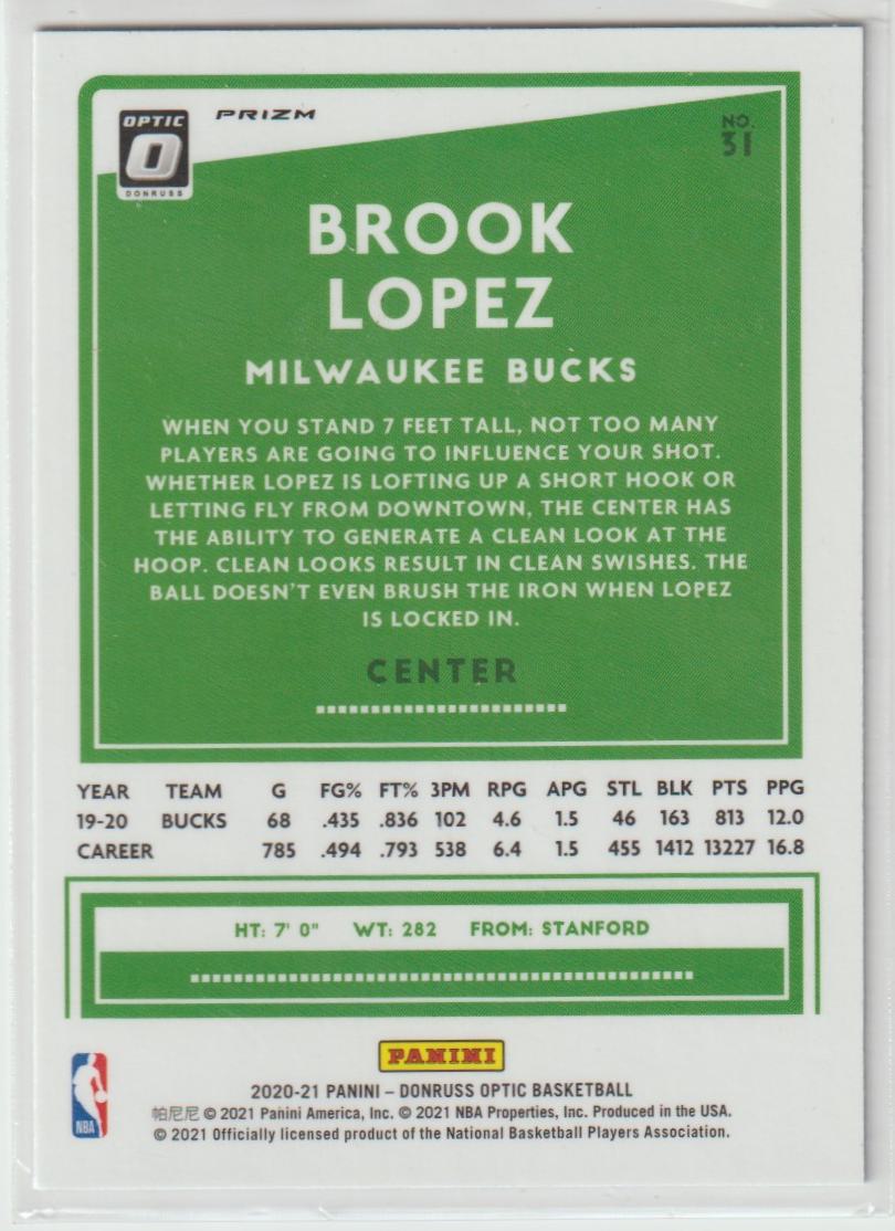 031 Brook Lopez - Milwaukee Bucks Blue Velocity