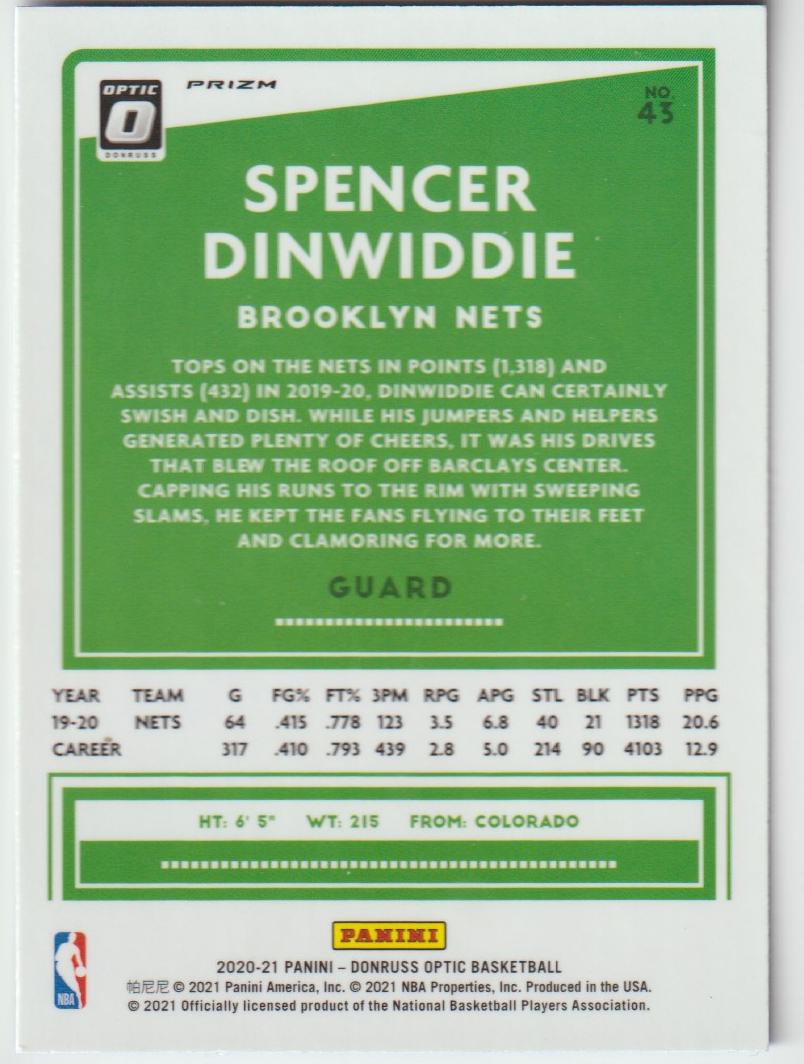 043 Spencer Dinwiddie - Brooklyn Nets Blue Velocity