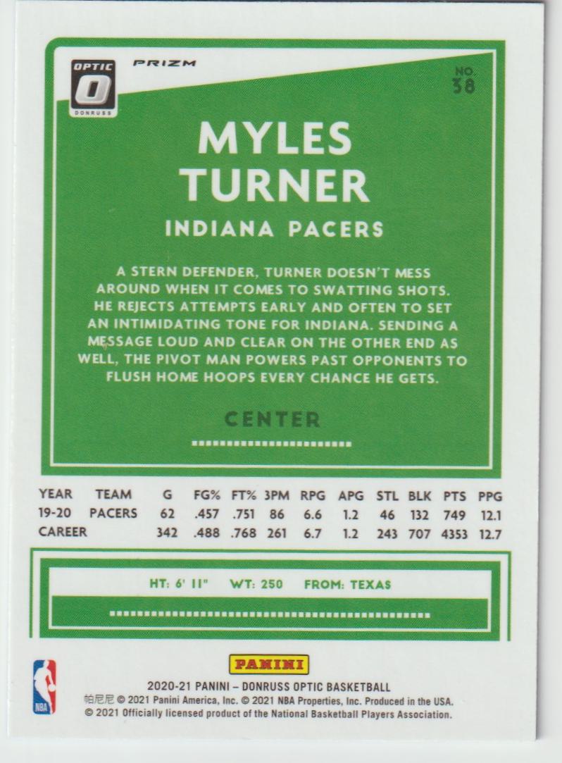 038 Myles Turner - Indiana Pacers Blue Velocity