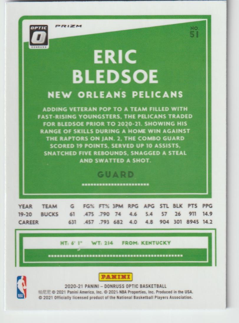 051 Eric Bledsoe - New Orleans Pelicans Blue Velocity