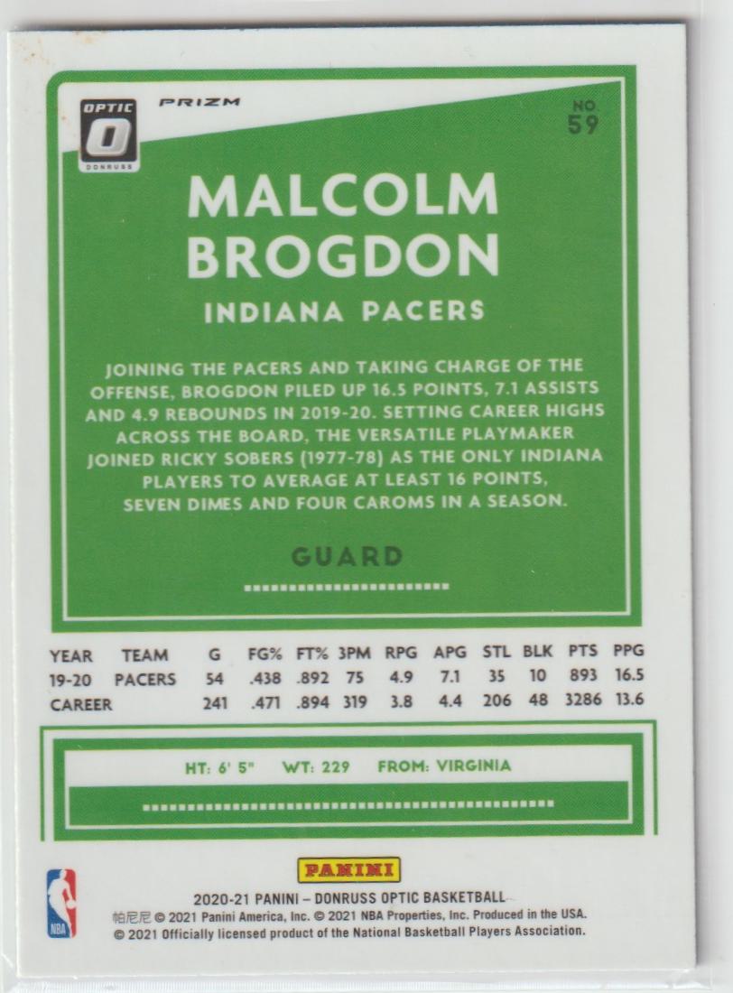 059 Malcolm Brogdon - Indiana Pacers Blue Velocity