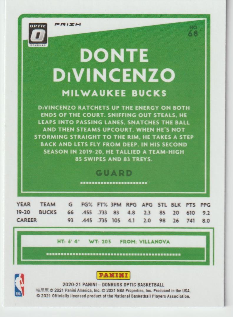 068 Donte DiVincenzo - Milwaukee Bucks Blue Velocity