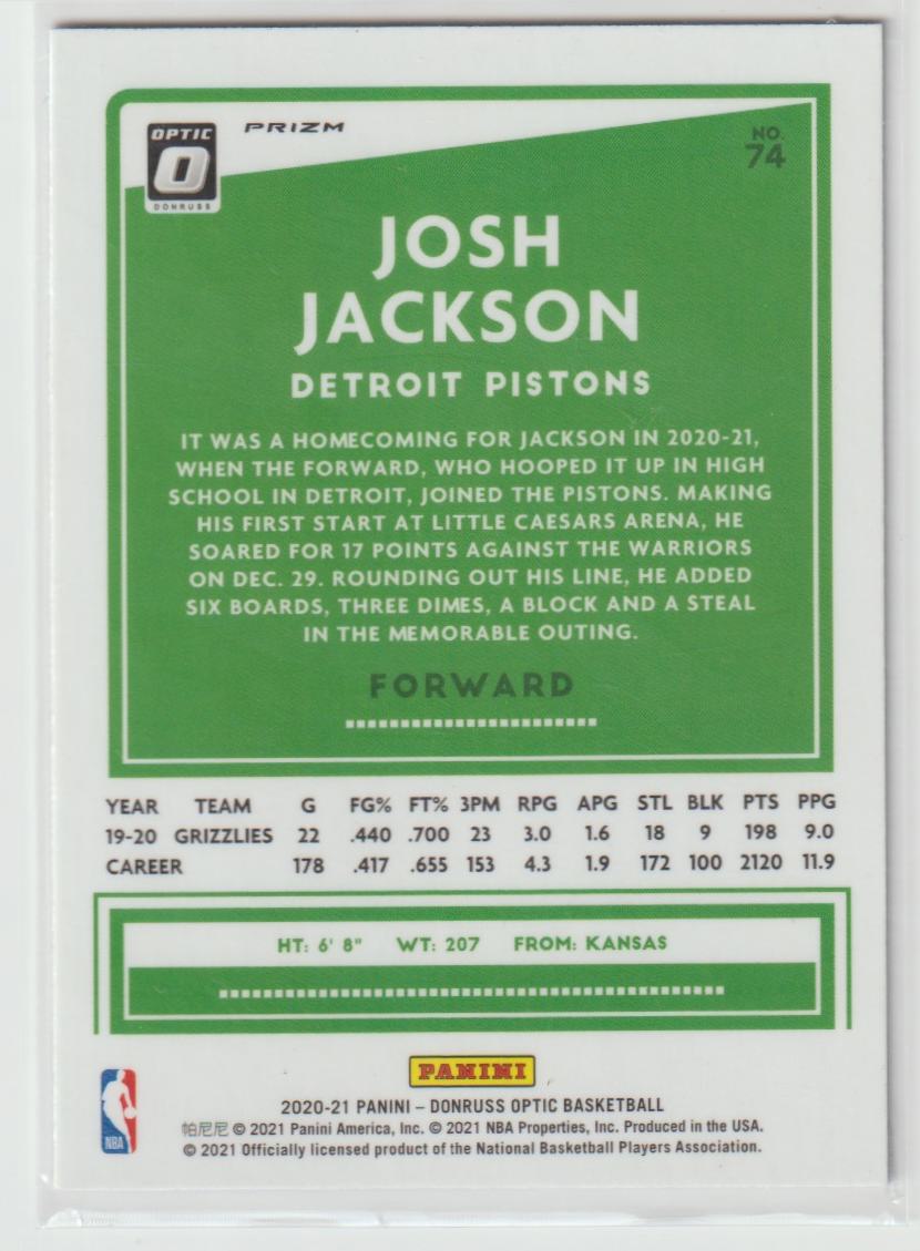 074 Josh Jackson - Detroit Pistons Blue Velocity