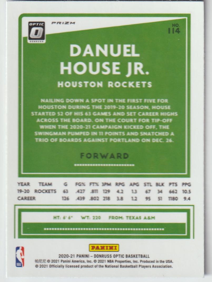 114 Danuel House Jr. - Houston Rockets Blue Velocity