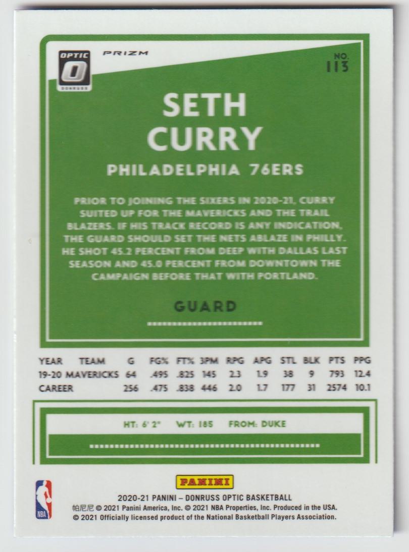 113 Seth Curry - Philadelphia 76ers Blue Velocity