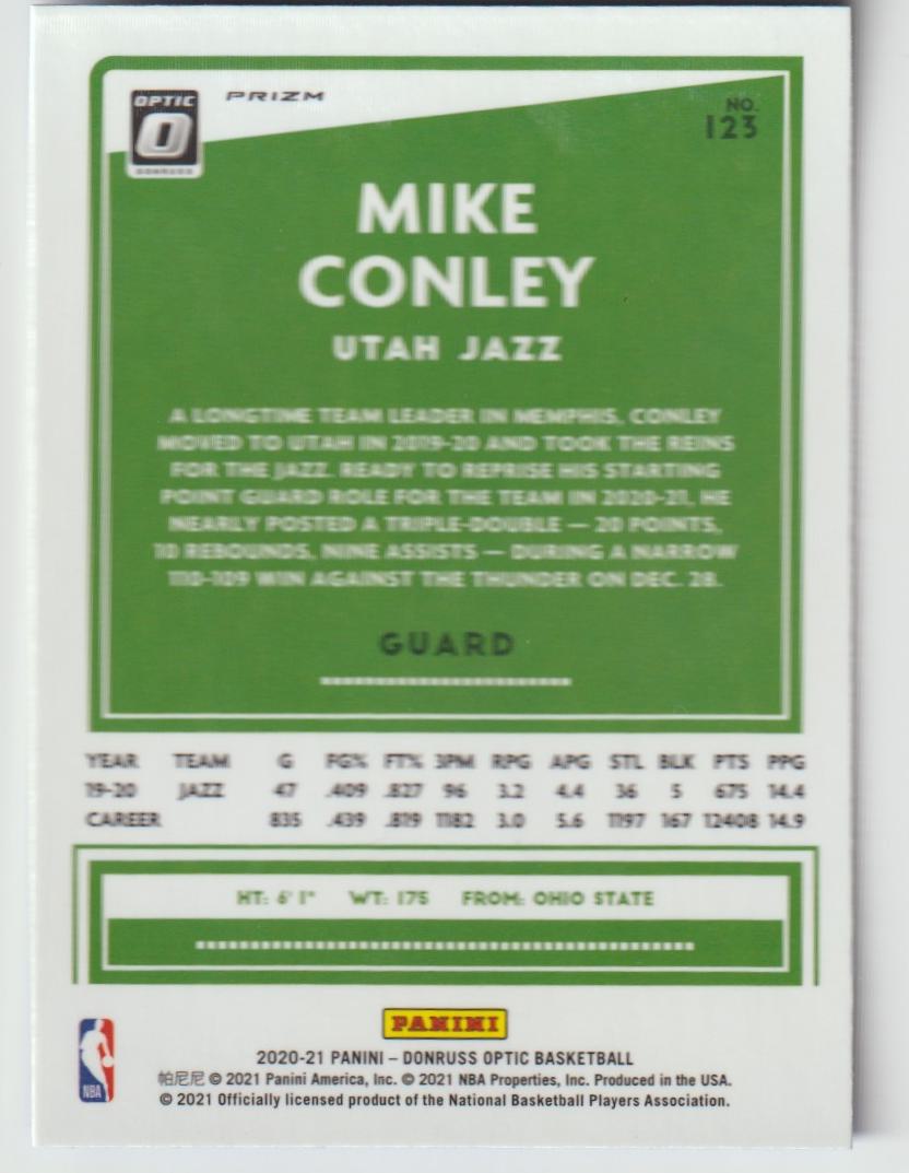 123 Mike Conley - Utah Jazz Blue Velocity