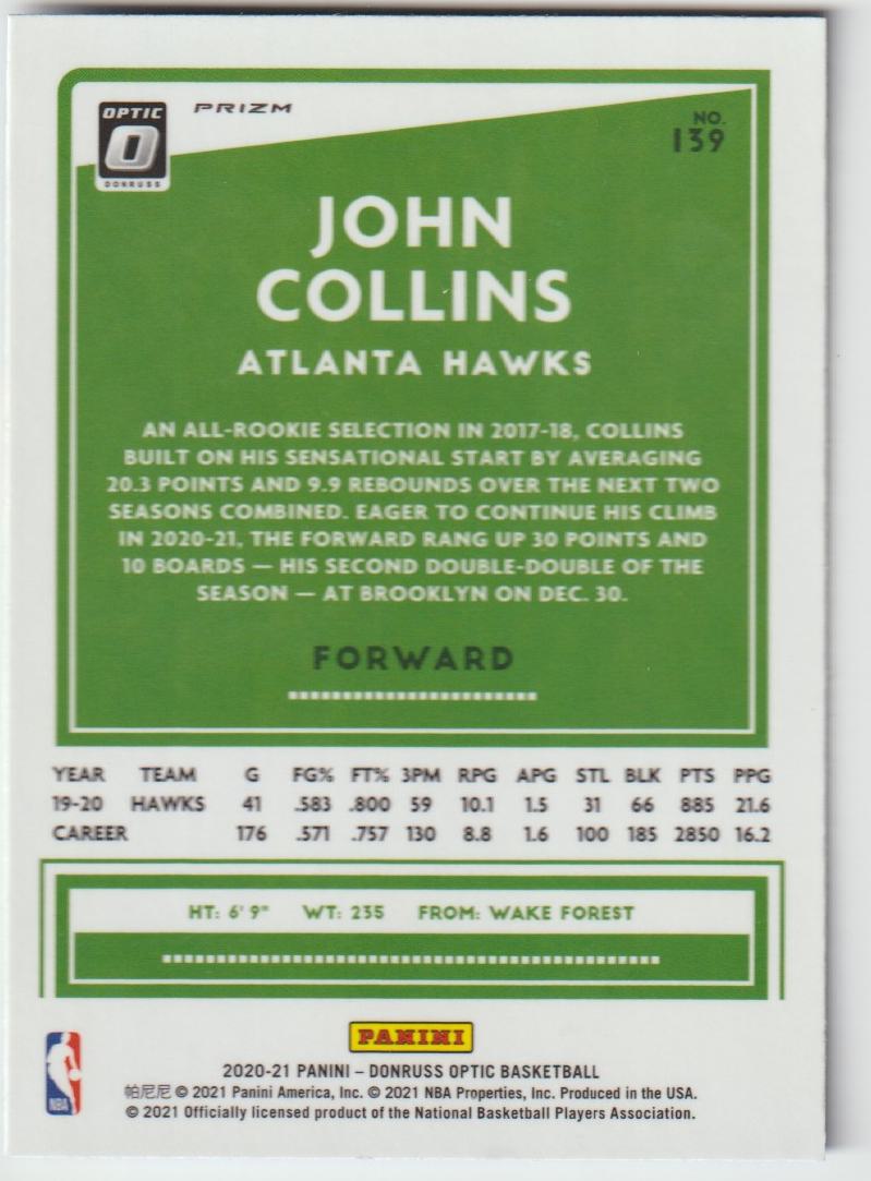 139 John Collins - Atlanta Hawks Blue Velocity