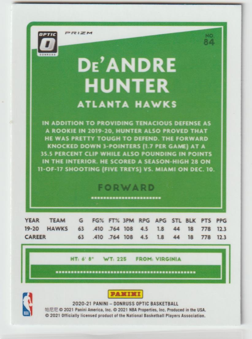 084 De'Andre Hunter - Atlanta Hawks Holo