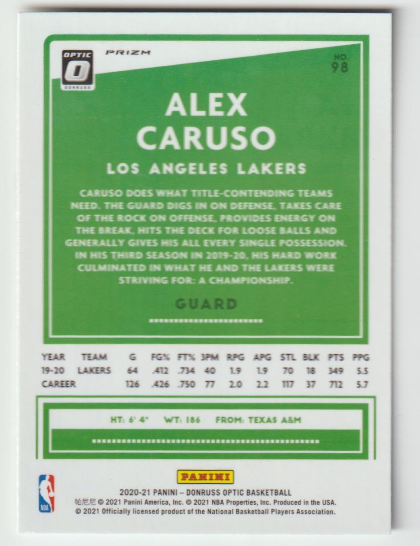 098 Alex Caruso - Los Angeles Lakers Holo