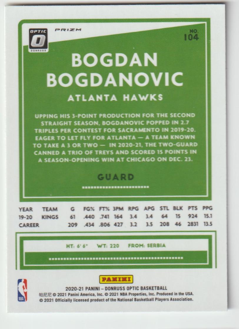 104 Bogdan Bogdanovic - Atlanta Hawks Holo