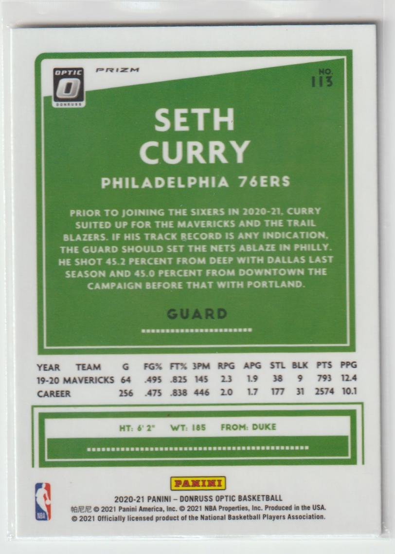 113 Seth Curry - Philadelphia 76ers Holo