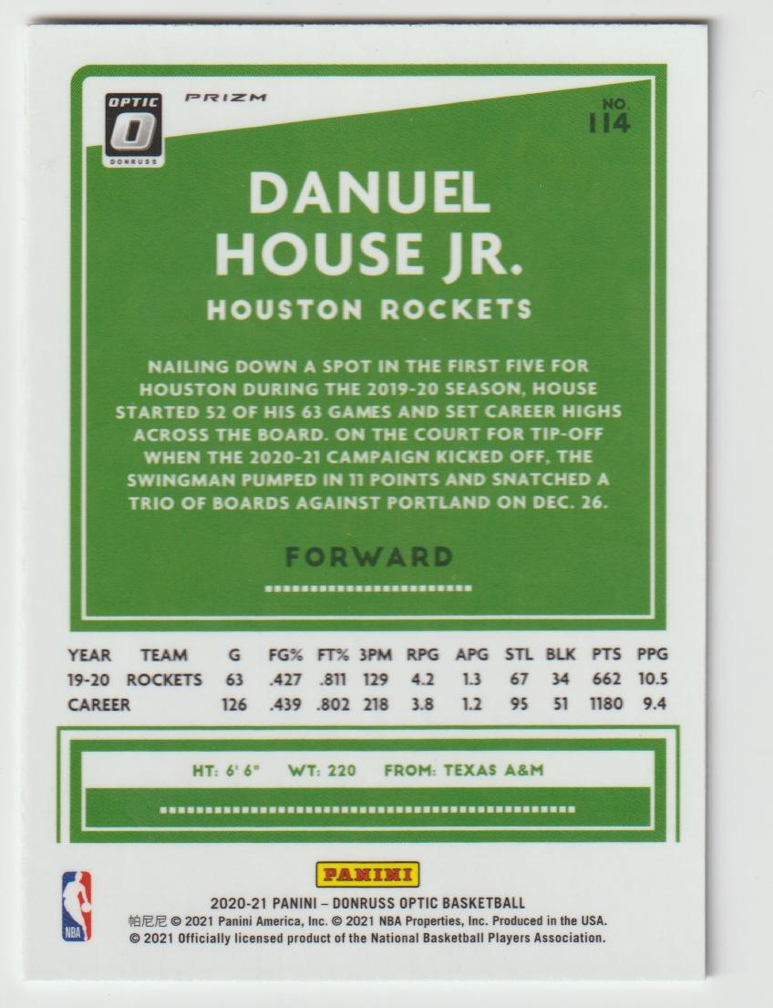 114 Danuel House Jr. - Houston Rockets Holo