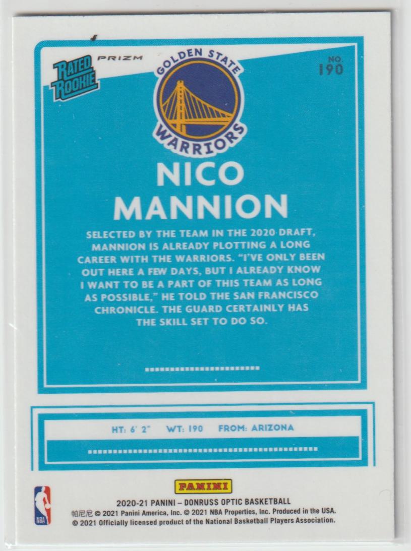 190 Nico Mannion - Golden State Warriors Holo