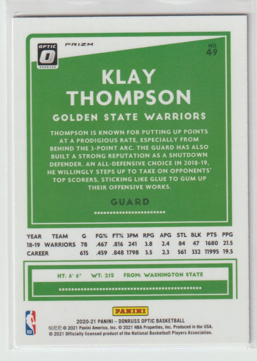 049 Klay Thompson - Golden State Warriors Hyper Pink