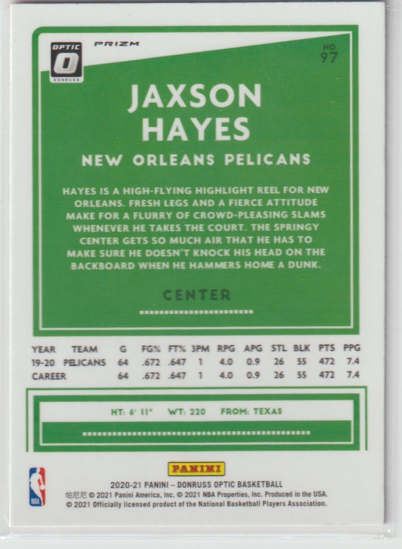 097 Jaxson Hayes - New Orleans Pelicans Hyper Pink