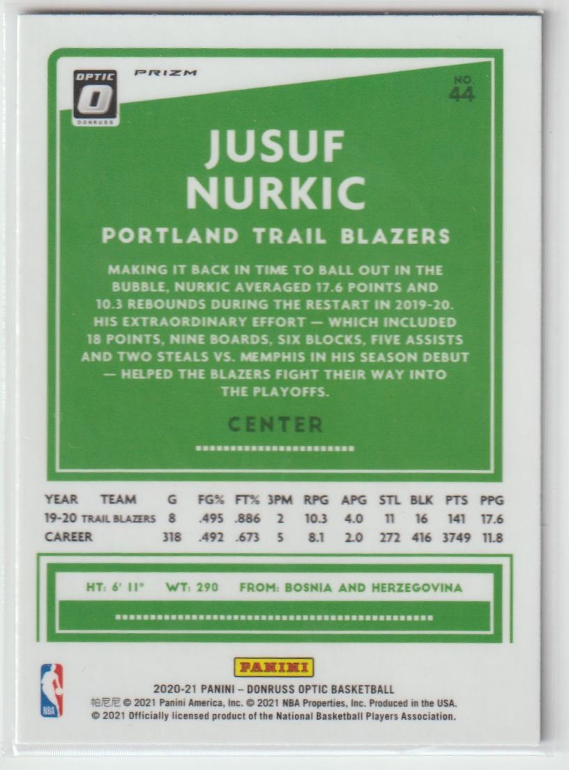 044 Jusuf Nurkic - Portland Trail Blazers Purple Shock