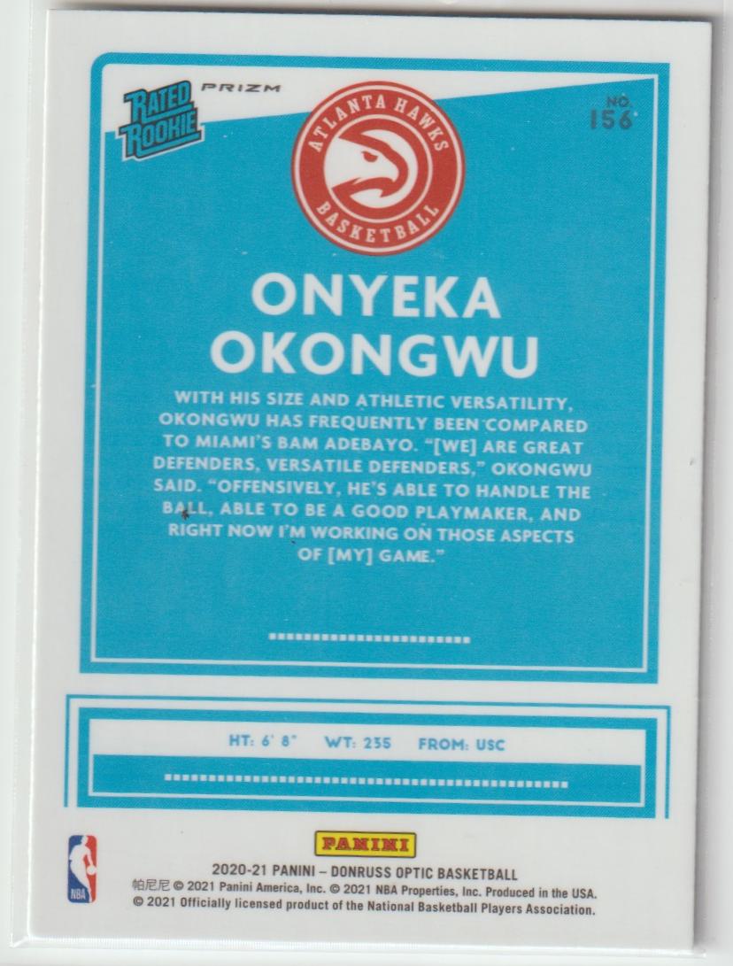 156 Onyeka Okongwu - Atlanta Hawks Pulsar Prizm