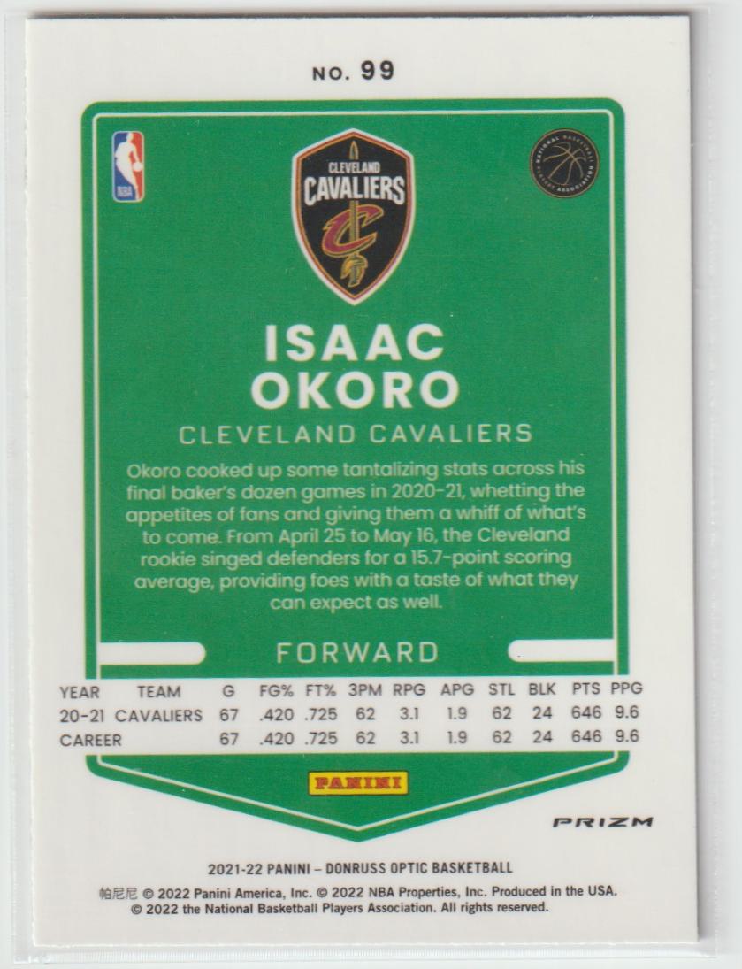 099 Isaac Okoro - Cleveland Cavaliers Holo