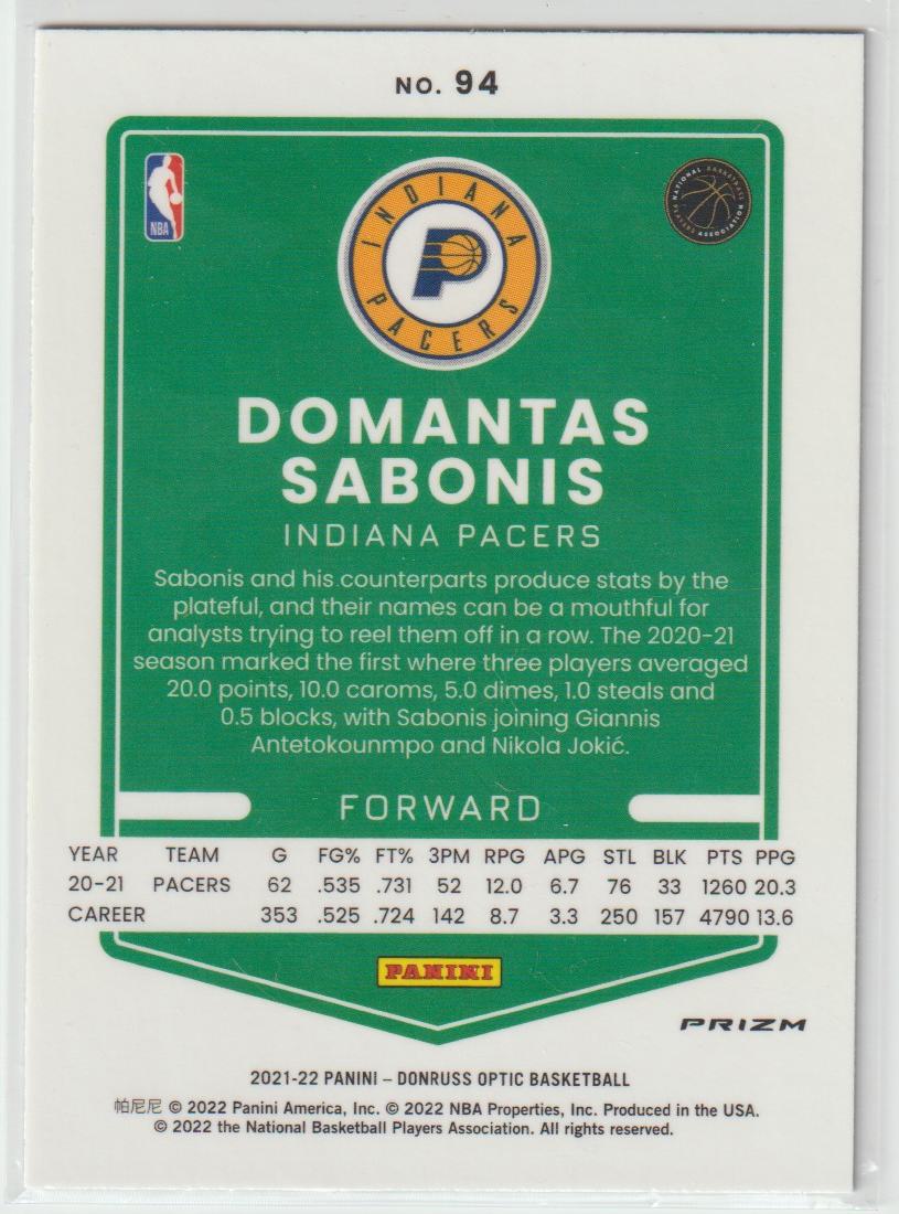 094 Domantas Sabonis - Indiana Pacers Purple