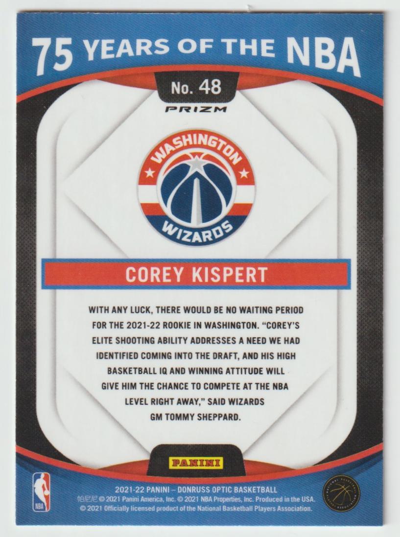 048 Corey Kispert - Washington Wizards 75 Years of the NBA