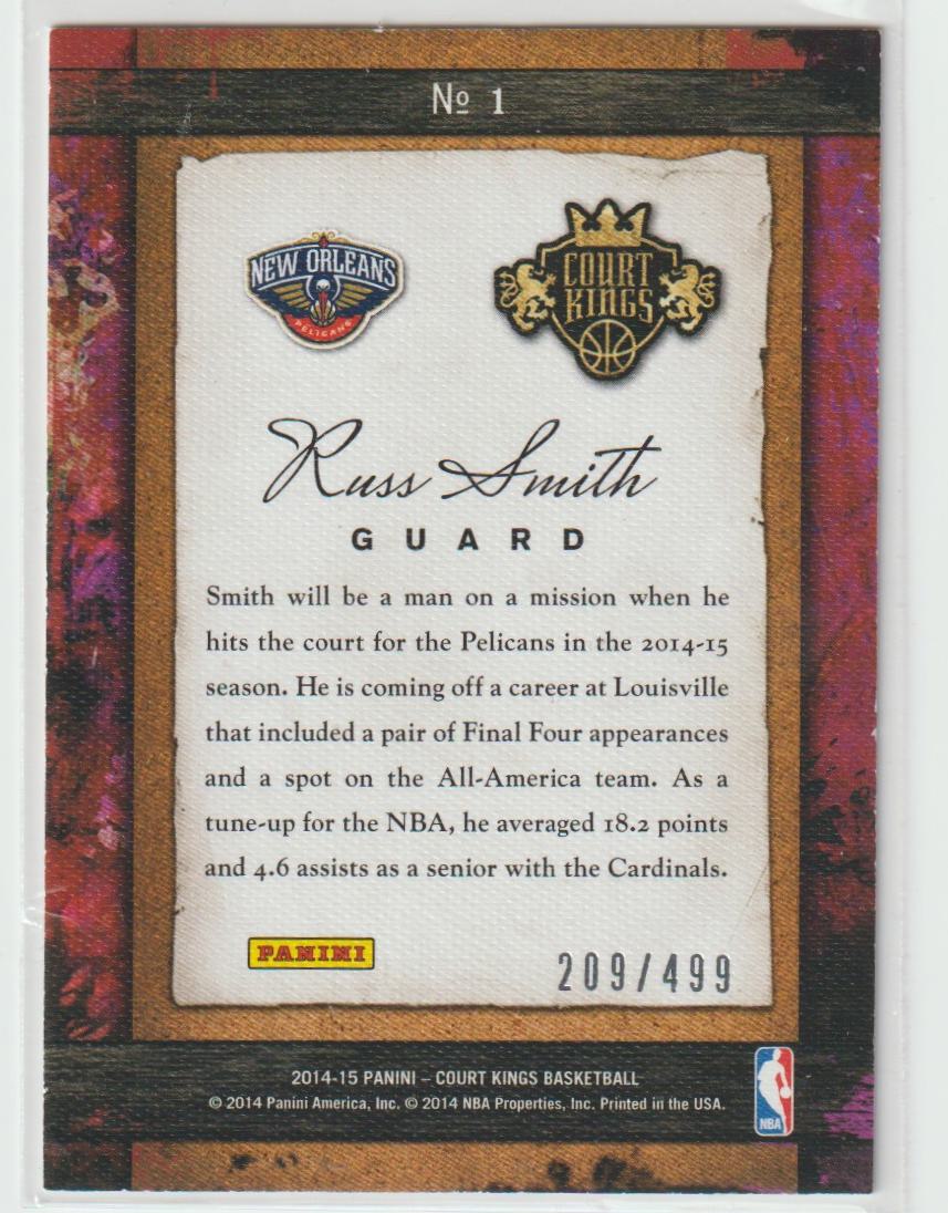 Remarkable Rookies 001 Russ Smith - New Orleans Pelicans Sapphire 209/499