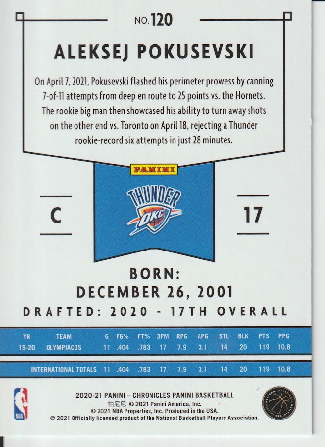 120 Aleksej Pokusevski - Oklahoma City Thunder