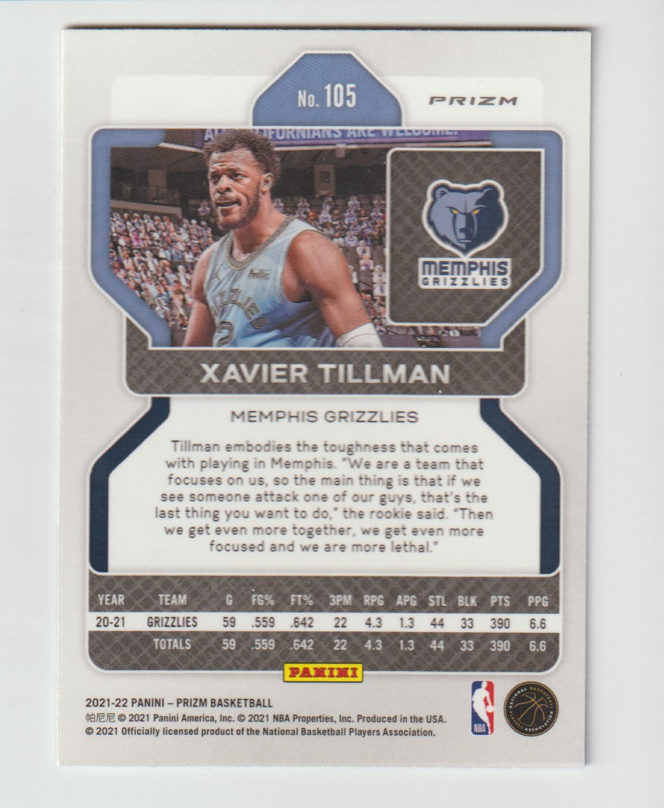 105 Xavier Tillman - Memphis Grizzlies Red White Blue Prizm