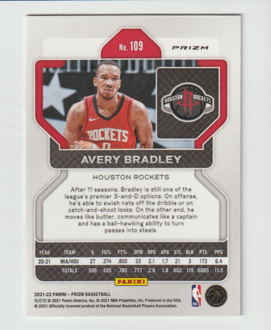 109 Avery Bradley - Houston Rockets Red White Blue Prizm