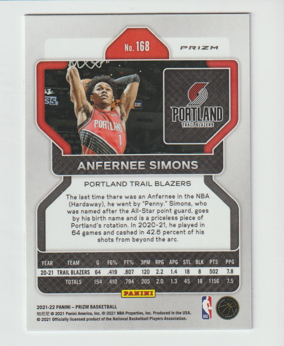 168 Anfernee Simons - Portland Trail Blazers Red White Blue Prizm
