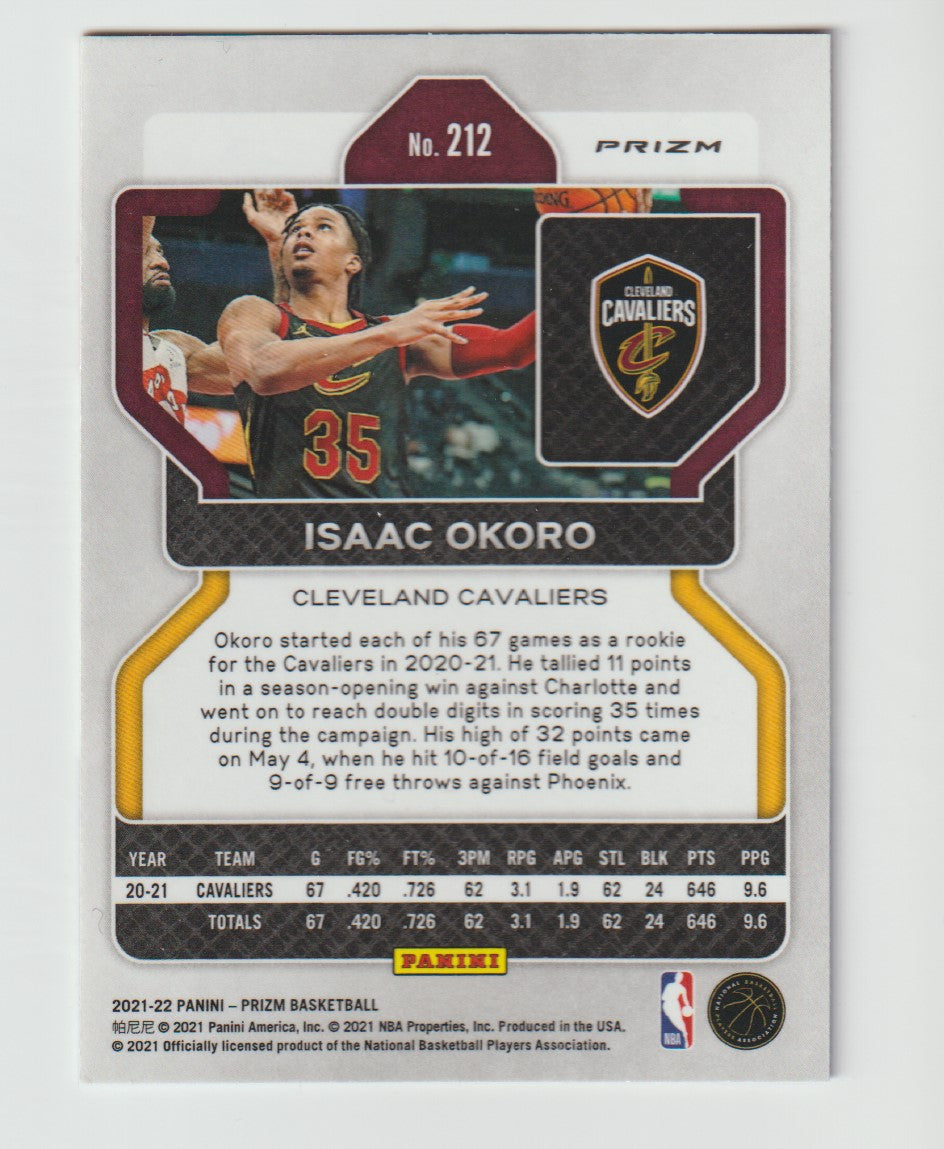 212 Isaac Okoro - Cleveland Cavaliers Red White Blue Prizm