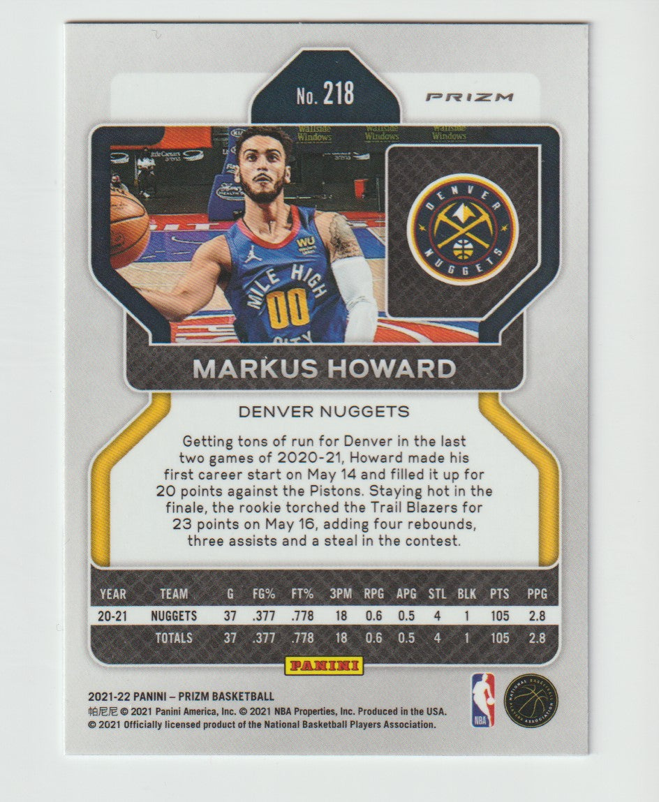 218 Markus Howard - Denver Nuggets Red White Blue Prizm
