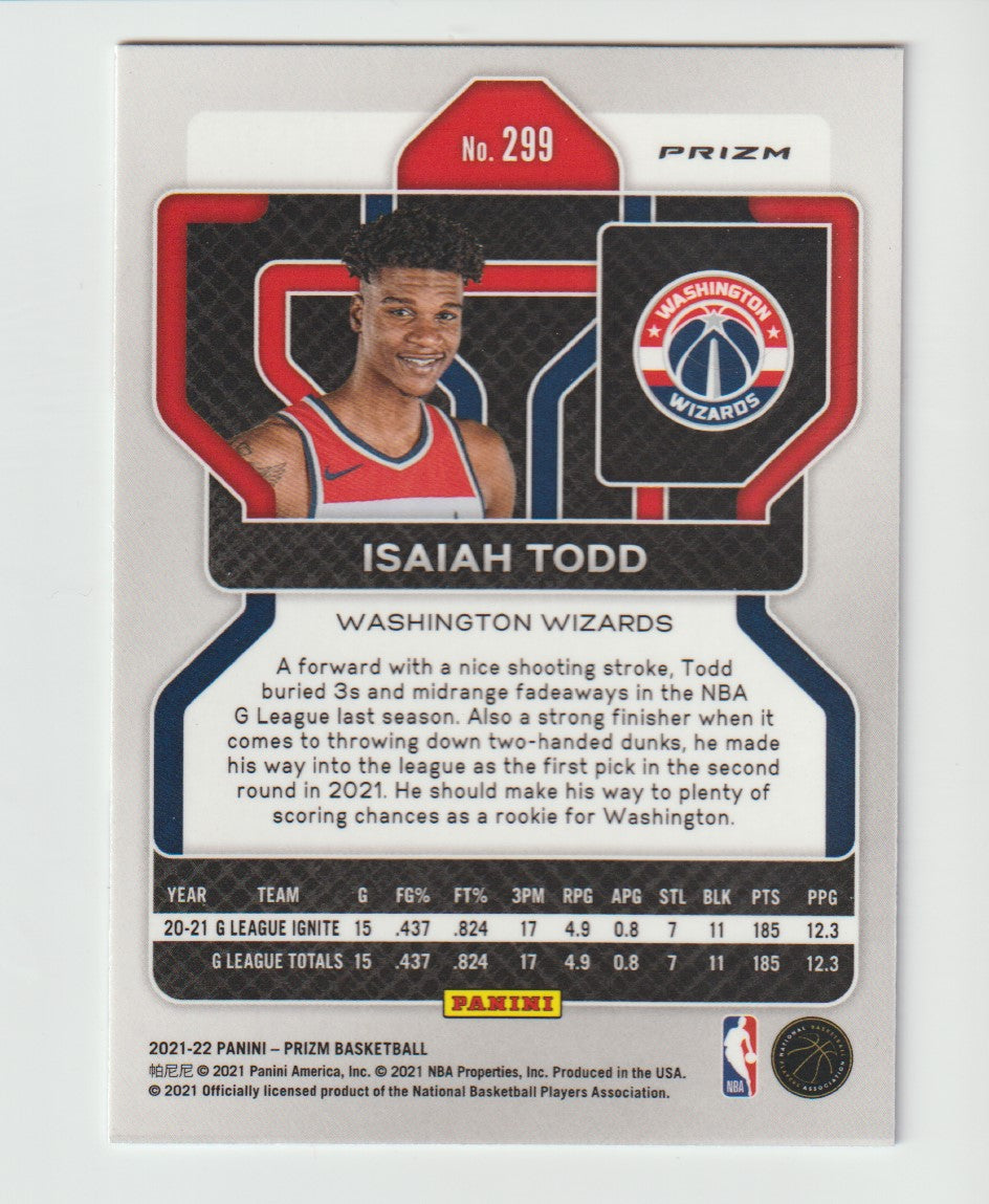 299 Isaiah Todd - Washington Wizards Red White Blue Prizm