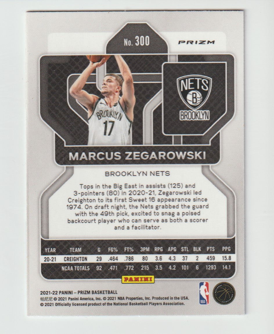 300 Marcus Zegarowski - Brooklyn Nets Red White Blue Prizm