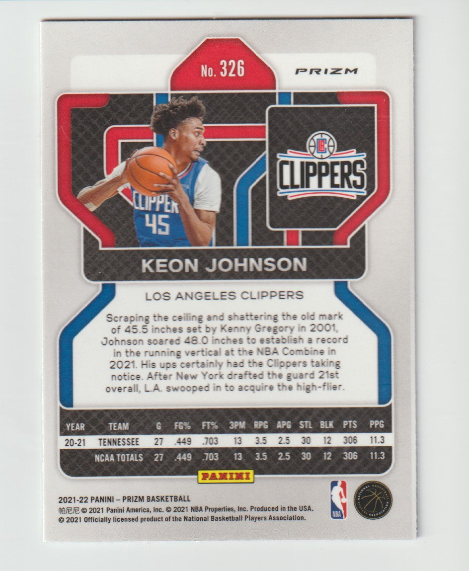 326 Keon Johnson - Los Angeles Clippers Red White Blue Prizm