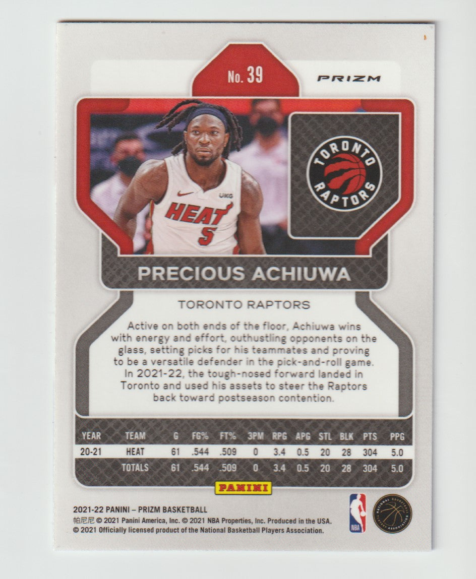 039 Precious Achiuwa - Toronto Raptors Red White Blue Prizm