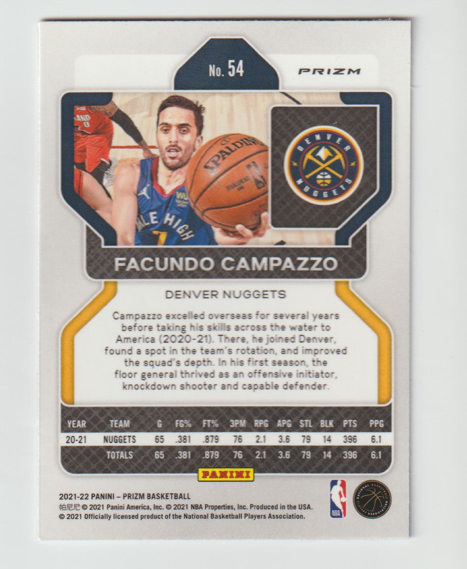 054 Facundo Campazzo - Denver Nuggets Red White Blue Prizm