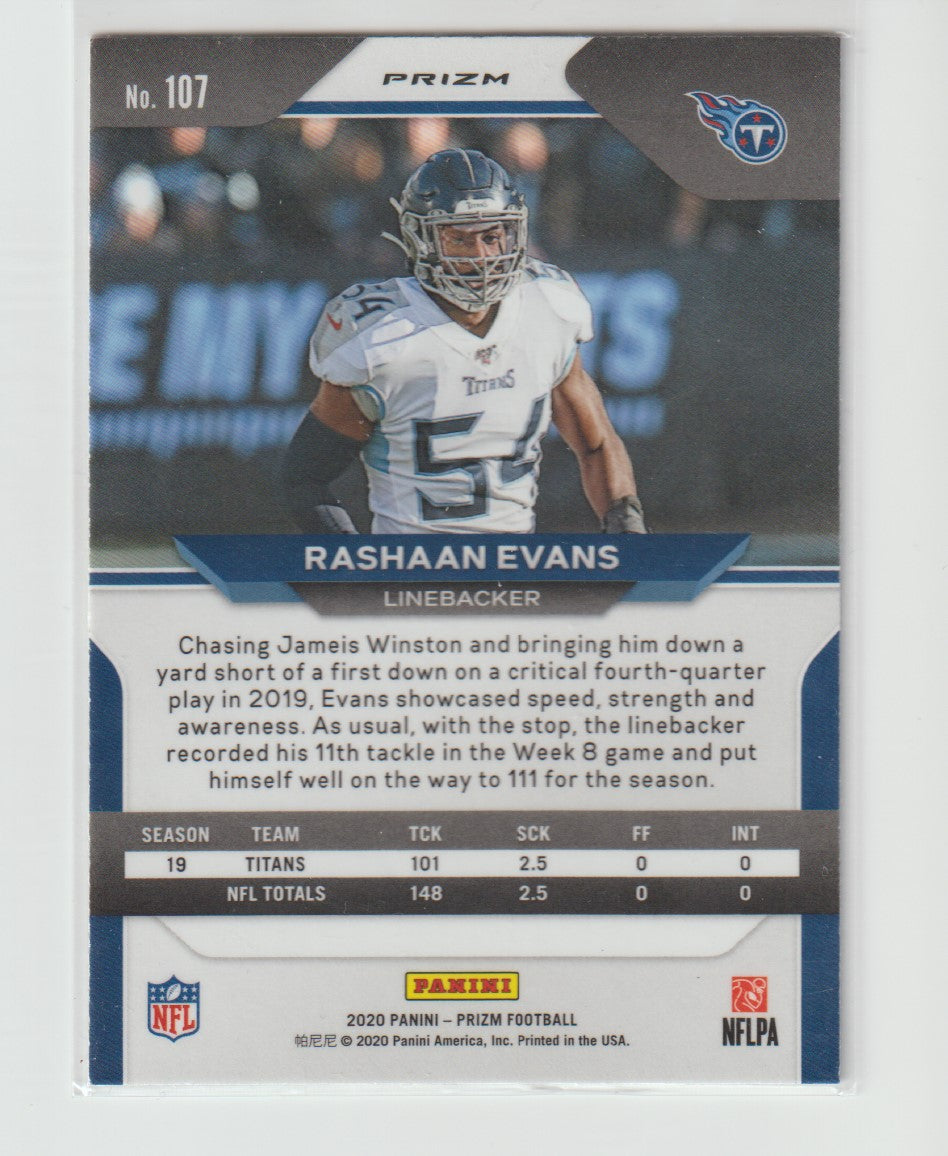 107 Rashaan Evans Tennessee Titans Silver Prizm