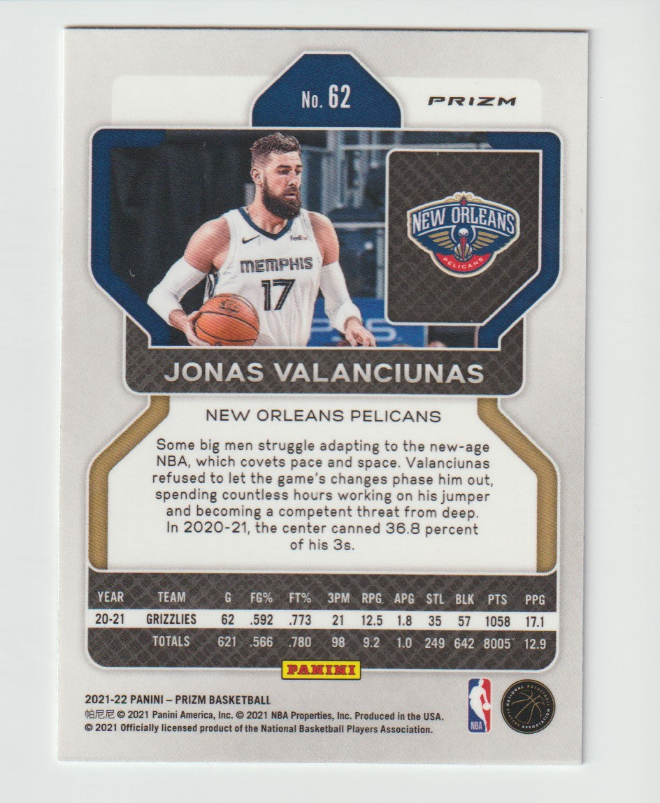 062 Jonas Valanciunas - New Orleans Pelicans Red White Blue Prizm