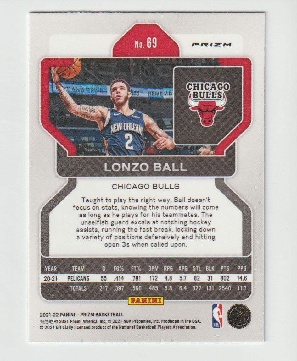 069 Lonzo Ball - Chicago Bulls Red White Blue Prizm