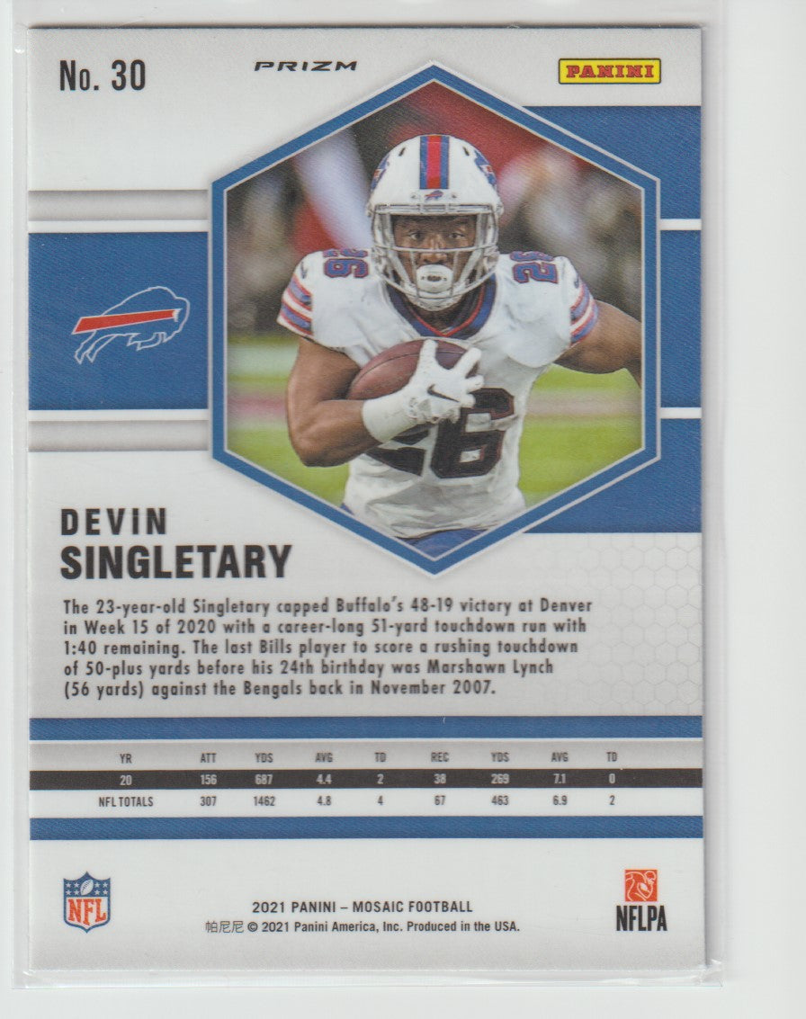 030 Devin Singletary - Buffalo Bills Green Parallel