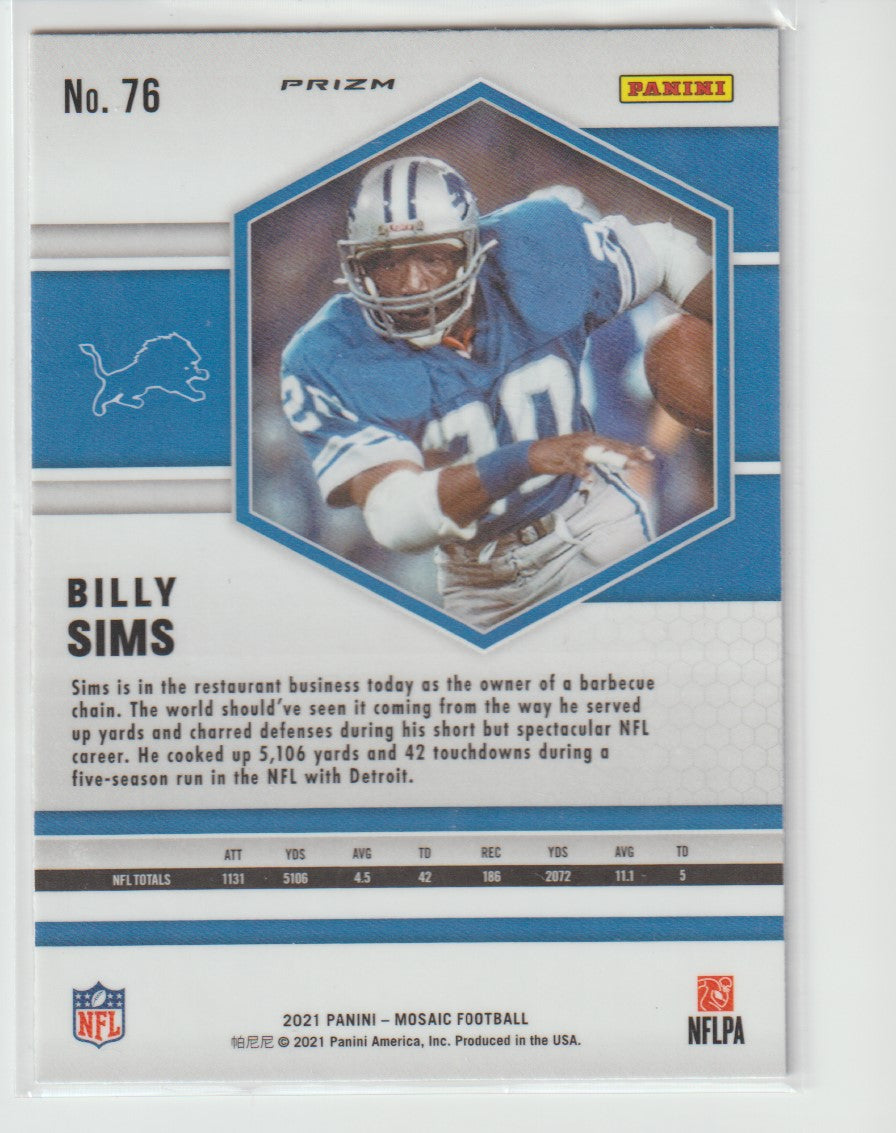 076 Billy Sims - Detroit Lions Camo Pink Parallel