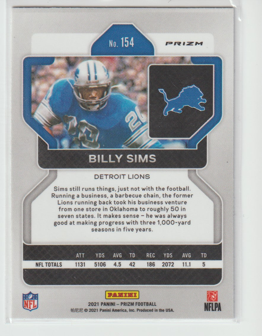 154 Billy Sims - Detroit Lions Silver