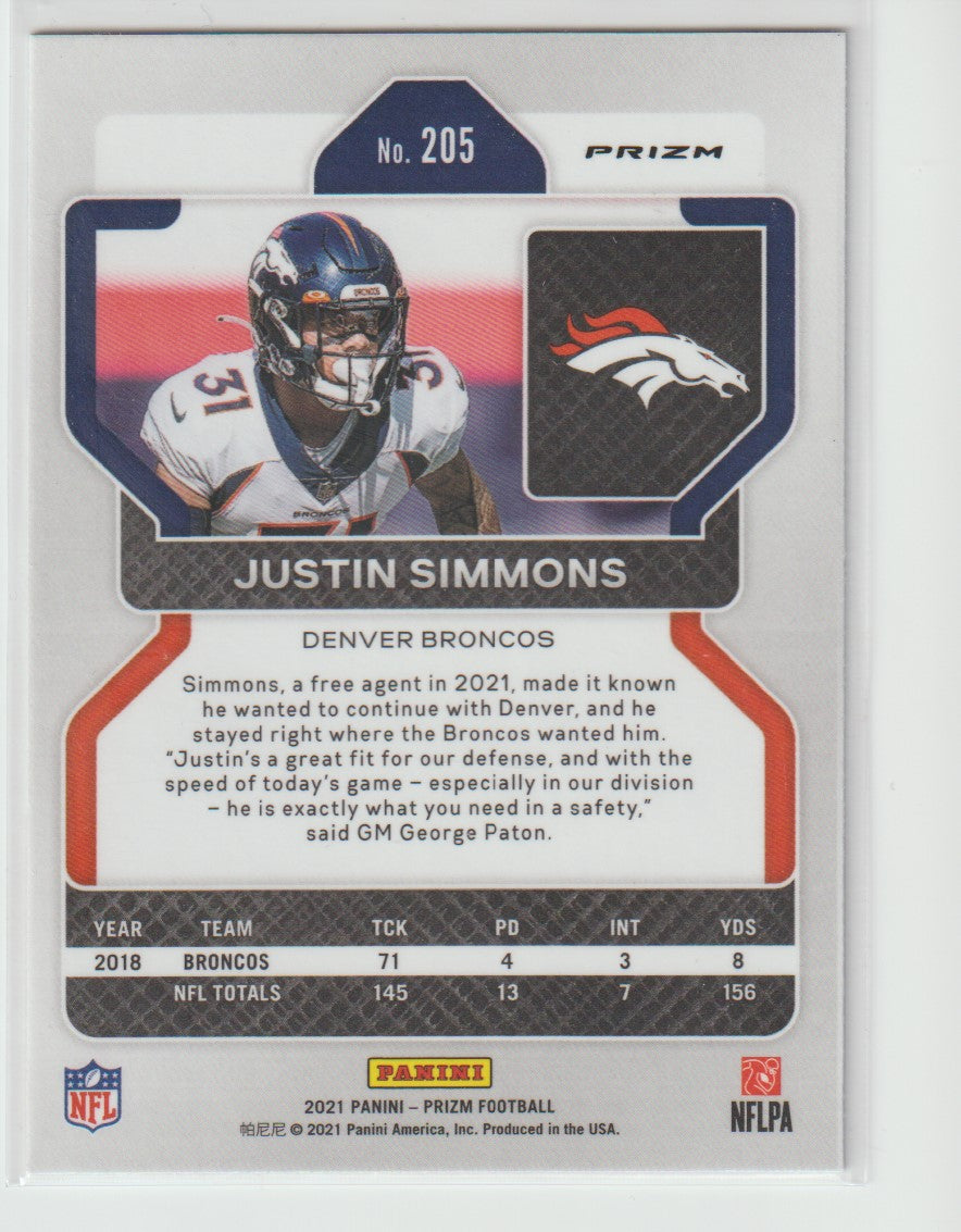 205 Justin Simmons - Denver Broncos Red White Blue