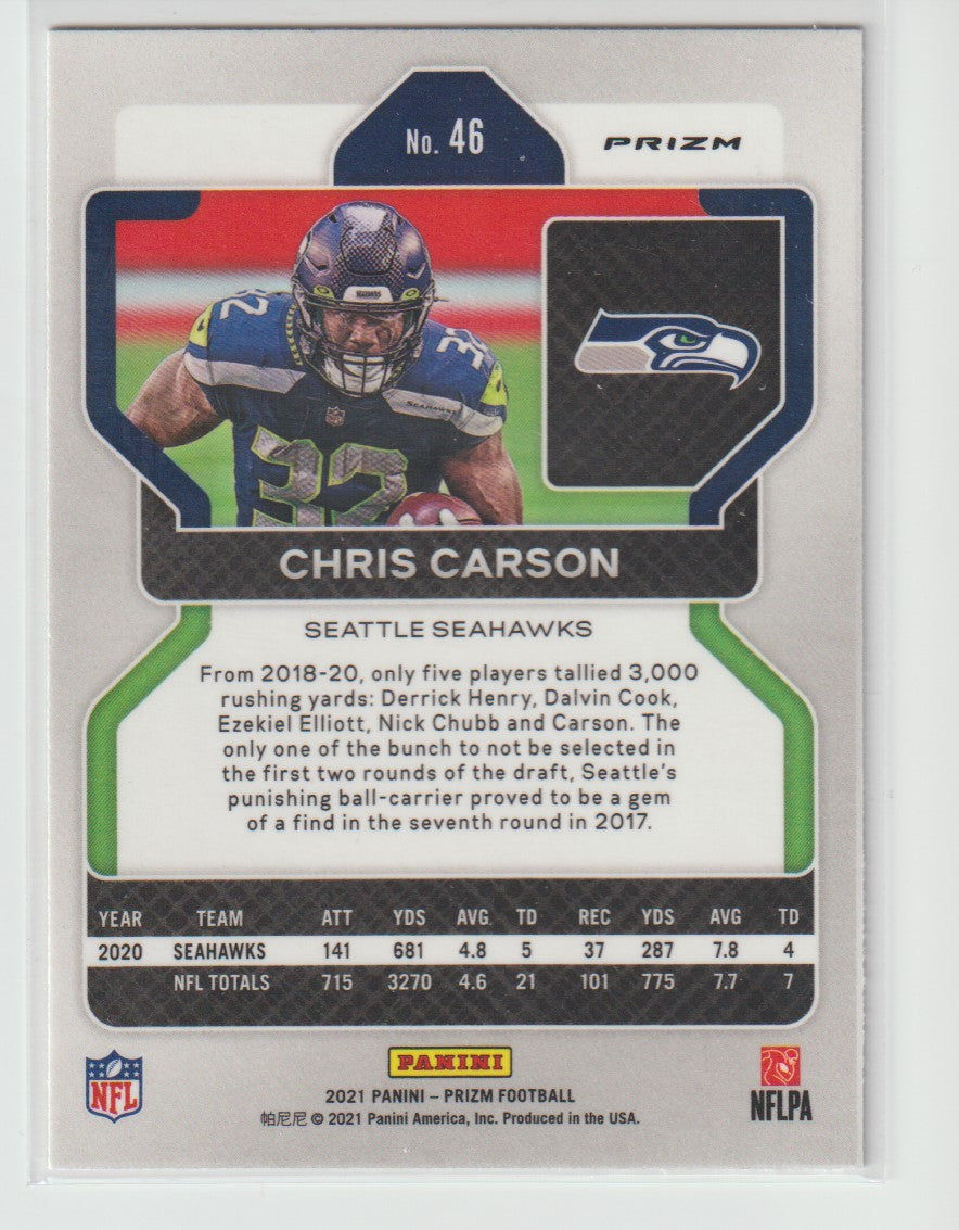 046 Chris Carson - Seattle Seahawks Red White Blue