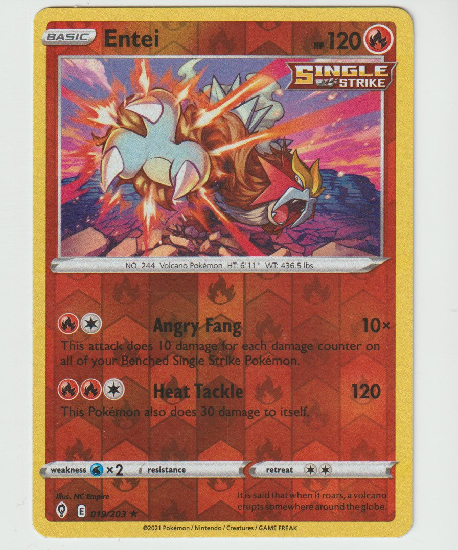 019/203 Single Strike Entei Holo Rare Reverse Holo