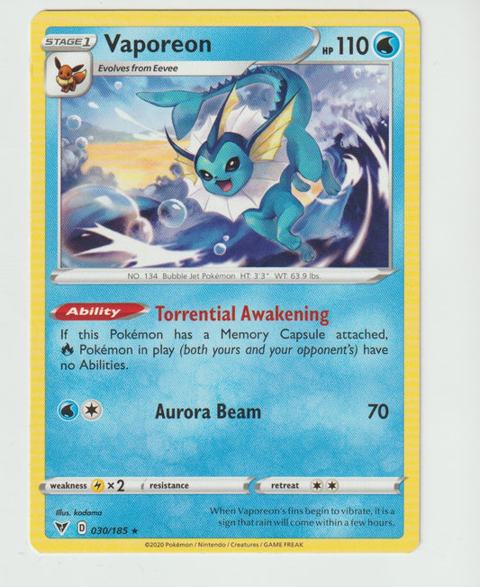 030/185 Vaporeon Rare